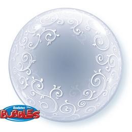 Deco Bubble lufi 24" 61cm krisztálytiszta, átlátszó, inda mintával