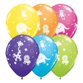   Mintás latex lufi 11" 28cm 6db dzsungel állatai, 17952