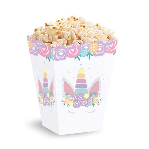Popcorn tartó karton, 6db, unikornis, unicorn