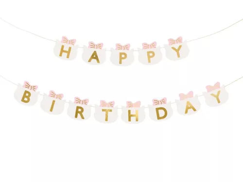 Happy Birthday betűfüzér, cica, masni  1m