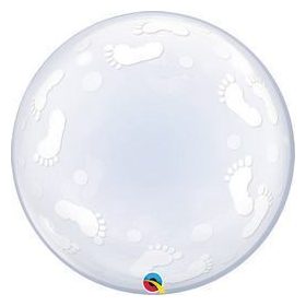   Deco Bubble lufi 24" 61cm krisztálytiszta, átlátszó, Footprint, baba talpak