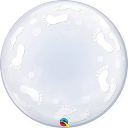 Deco Bubble lufi 24" 61cm krisztálytiszta, átlátszó, Footprint, baba talpak