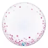 Deco Bubble lufi 24" 61cm krisztálytiszta, átlátszó, pink konfetti mintával