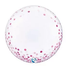  Deco Bubble lufi 24" 61cm krisztálytiszta, átlátszó, pink konfetti mintával