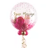 Deco Bubble lufi 24" 61cm krisztálytiszta, átlátszó, pink konfetti mintával