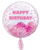 Deco Bubble lufi 24" 61cm krisztálytiszta, átlátszó, pink konfetti mintával