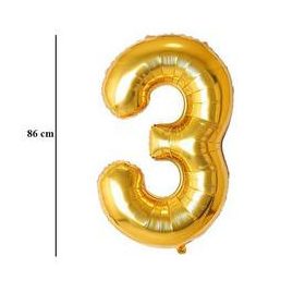   Számos lufi 34" 86cm óriás Arany szám, számjegy 3-es