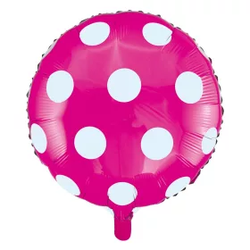 Kerek lufi 18" 45cm Magenta, pöttyös, 