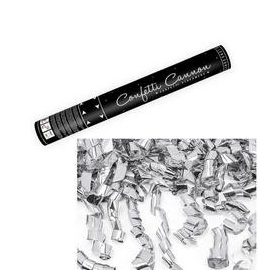 Konfetti ágyú, 60cm, ezüst fólia szalagokat kilövő