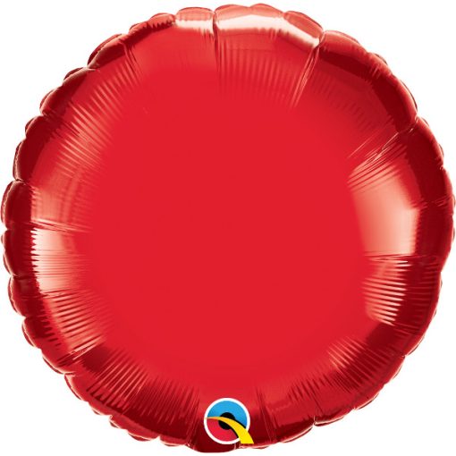 Egyszínű kerek fólia lufi 18" 45cm piros, 99582, héliummal töltve