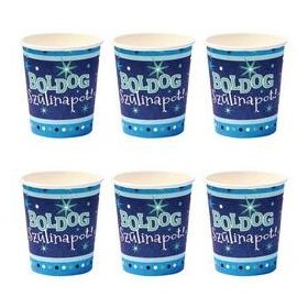 Papírpohár 2,5dl, 6db, Boldog szülinapot, 33558