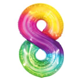   Számos lufi 34" 86cm óriás Rainbow, szivárvány, szám, számjegy 8-as