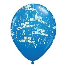   Szülinapi latex lufi 11" 28cm 6db Boldog születésnapot! sötétkék, d81082rp