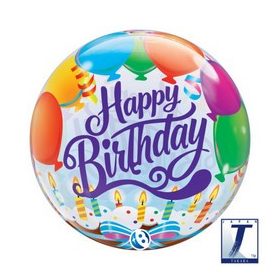 Szülinapi Bubbles lufi 22" 56cm Happy Birthday