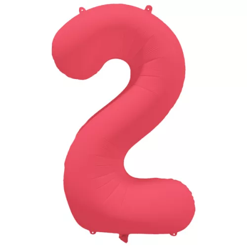 Számos lufi 34" 86cm óriás neon Piros (Rózsaszín) szám, számjegy 2-es, 