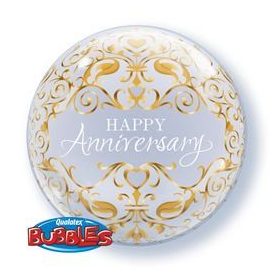 Évfordulós Bubbles lufi 22" 56cm Happy Anniversary  