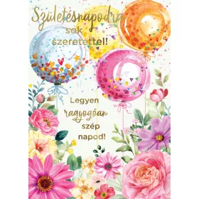 Képeslap, zenélő, Boldog Születésnapot!, borítékkal