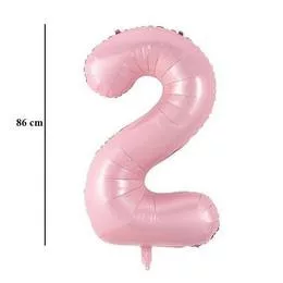 Számos lufi 34" 86cm óriás babaRózsaszín szám, számjegy 2-es 