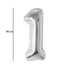   Számos lufi 34" 86cm óriás Ezüst szám, számjegy 1-es