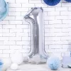 Számos lufi 34" 86cm óriás Ezüst szám, számjegy 1-es