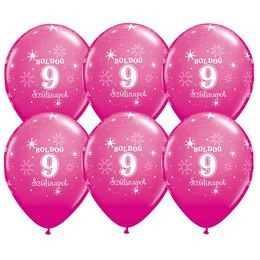 Szám, Számos latex lufi 11" 28cm 25db 9-es lufi Boldog 9. szülinapot!, q37785