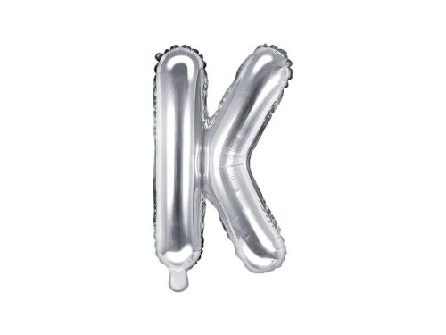Betű lufi 14" 35cm ezüst fólia betű, K betű, levegővel tölthető