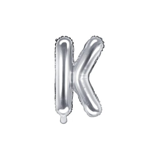 Betű lufi 16" 40cm ezüst fólia betű, K betű, levegővel tölthető