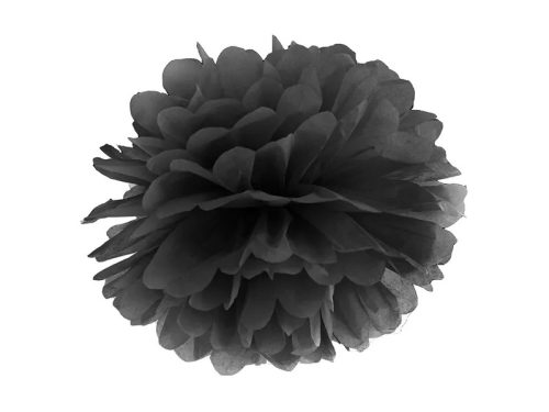Függő dekoráció, bolyhos papír 25cm, Fekete