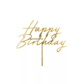 Tortabeszúró, tortadísz, Happy Birthday, Arany