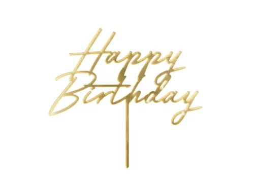 Tortabeszúró, tortadísz, Happy Birthday, Arany