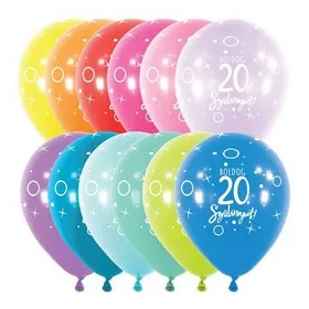   Szám, Számos lufi 11" 28cm 6db 20-as lufi Boldog 20. szülinapot!