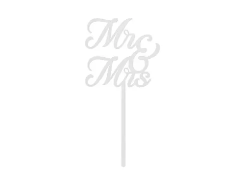 Tortadísz, torta beszúró, Mr&Mrs Fehér, 16cm