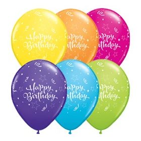   Szülinapi latex lufi 11" 28cm 6db Happy Birthday!, 17935