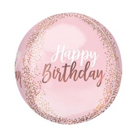 Fólia gömb lufi 16" 40cm Orbz, Happy Birthday