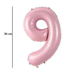 Számos lufi 34" 86cm óriás babaRózsaszín szám, számjegy 9-es 