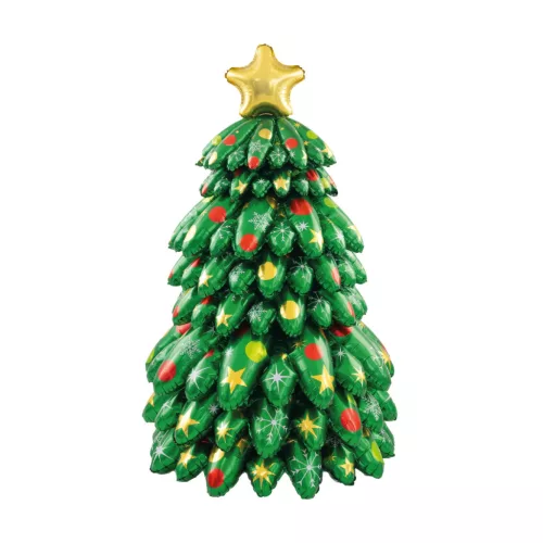 Karácsonyi fólia lufi, talpas, csak levegővel tölthető, Karácsonyfa