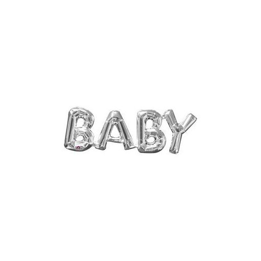Fólia lufi - Baby ezüst felirat, csak levegővel tölthető, 3310601