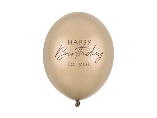 Szülinapi latex lufi 11" 28cm 6db Happy Birthday, Arany