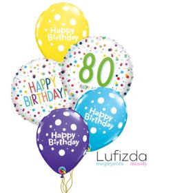   Héliumos luficsokor szülinapra, 80-as - INGYENES GLS szállítással