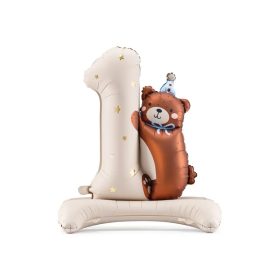   Talpas számos lufi 32" (81cm) fólia szám, számjegy, 1 csak levegővel tölthető, macis