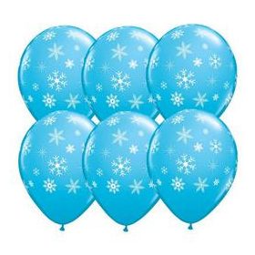   Mintás latex lufi 11" 28cm kék, hópehely, Snowflake, 33531