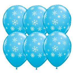 Mintás latex lufi 11" 28cm kék, hópehely, Snowflake, 33531