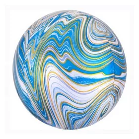 Gömb lufi 16" 40cm Orbz, Marble kék