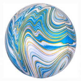 Fólia gömb lufi 16" 40cm Orbz, Marble kék, n4139401, héliummal töltve