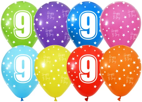 BALONEVI lufi, 12" 30cm, 50db/cs, 9-es számmal