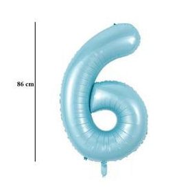 Számos lufi 34" 86cm óriás Világoskék szám 6-os