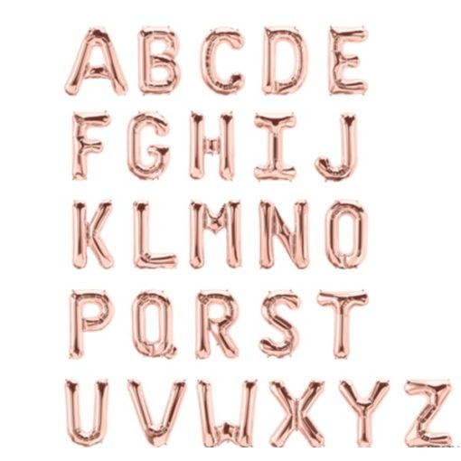 Betű lufi 32" 80cm Rosegold fólia betű, E betű, levegővel tölthető
