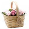 Szappanból készült virágkosár, rózsaszín, szappanvirág