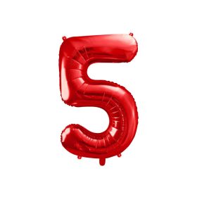   Számos lufi 34" 86cm óriás Piros szám, számjegy 5-ös 