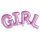 Fólia lufi - GIRL rózsaszín felirat, csak levegővel tölthető, 81x36cm